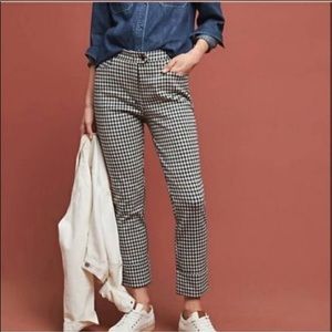 Anthropologie the essential crop flare gingham pants